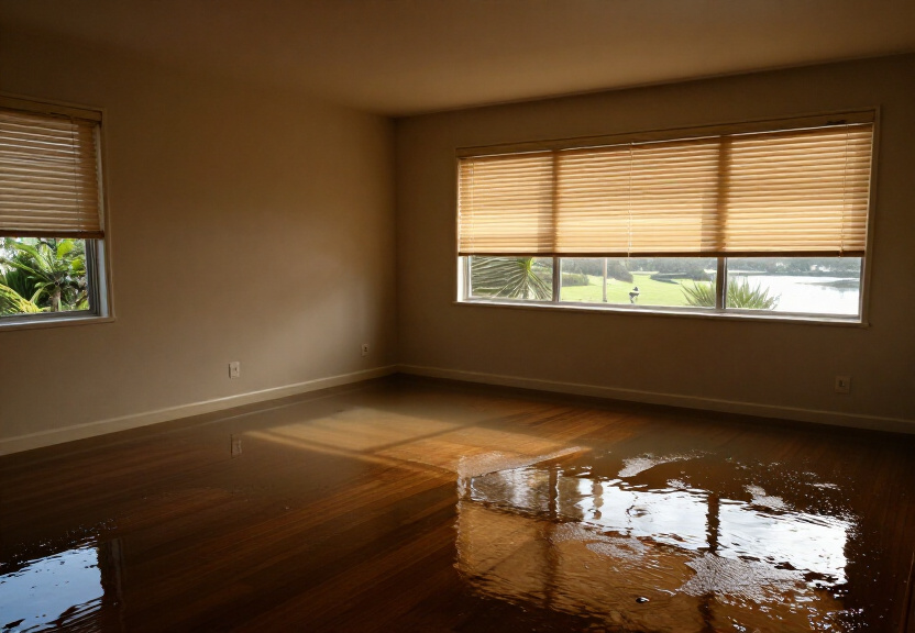 Water damaged carpet in Pleasure Point unit before drying