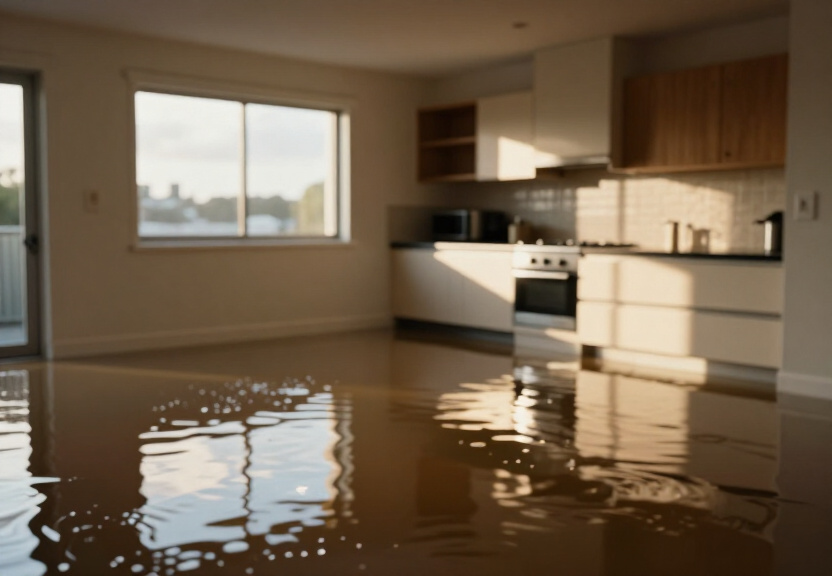 Flooded commercial space in Pleasure Point before cleanup